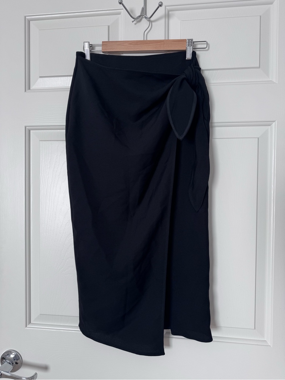 Babaton Black Bello Wrap Midi Skirt